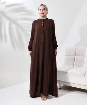 Çıtçıtlı Elbise - Acı Kahve - 1