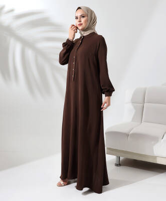 Çıtçıtlı Elbise - Acı Kahve - 2