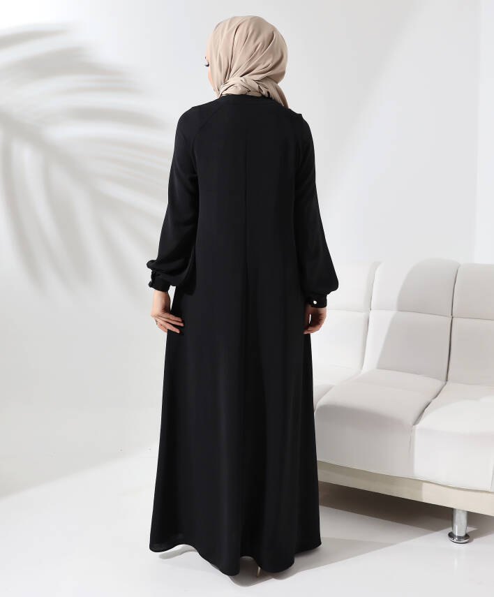 Çıtçıtlı Elbise - Siyah - 4