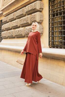 Etekli Tunik Takım - Acı Kahve - 2