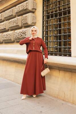 Etekli Tunik Takım - Acı Kahve - 3