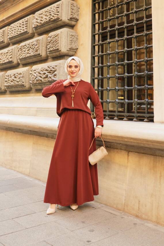 Etekli Tunik Takım - Acı Kahve - 3