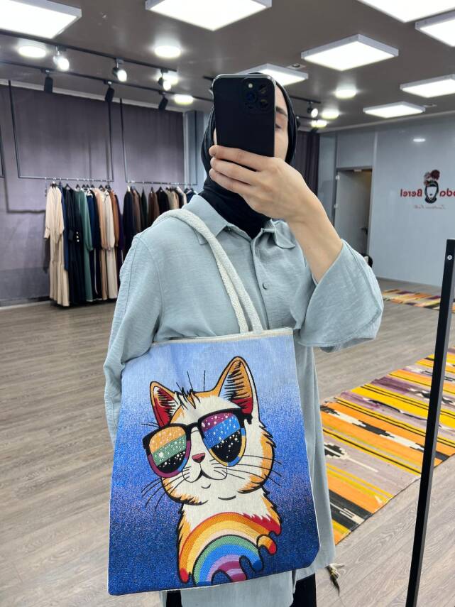 Goblen Dokuma Renkli Etnik Desenli Kadın Omuz Çantası - Cengo - 2