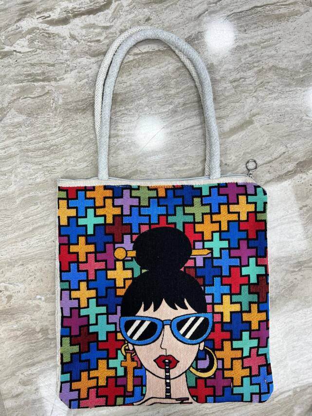 Goblen Dokuma Renkli Etnik Desenli Kadın Omuz Çantası - Cool - 5