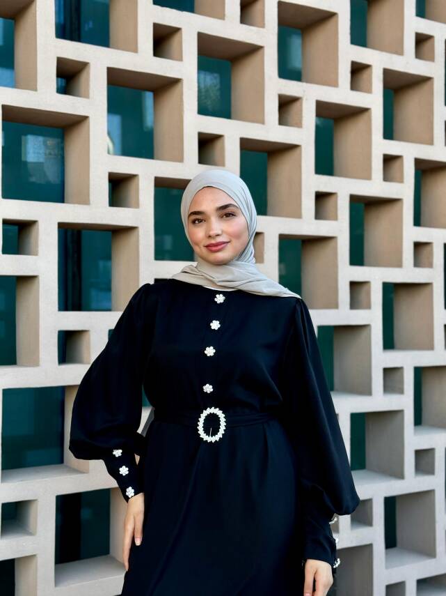 Kristal Taşlı Abaya - Siyah - 2