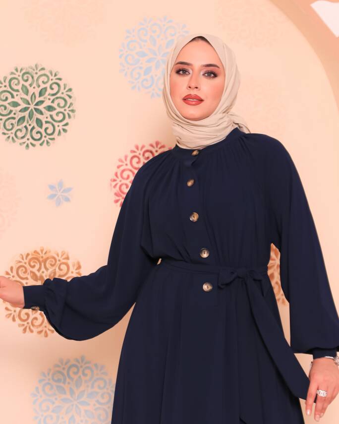 Patlı Elbise - Lacivert - 1