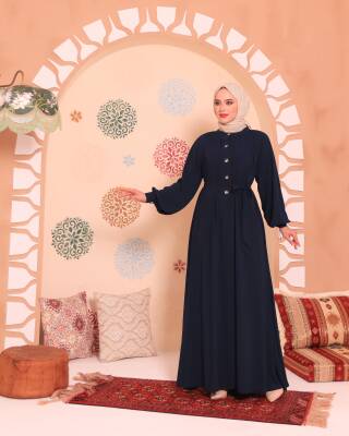Patlı Elbise - Lacivert - 3