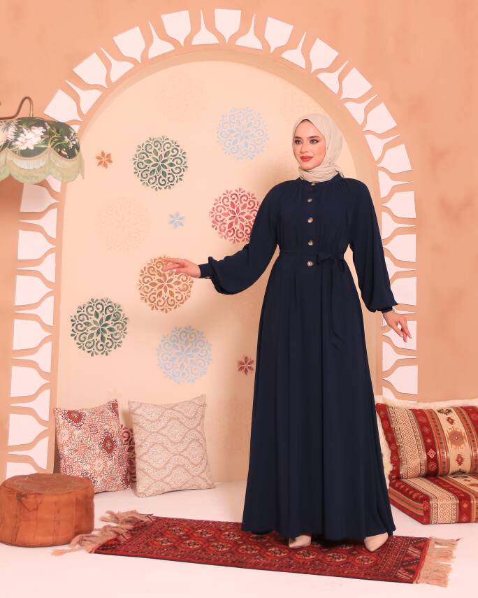 Patlı Elbise - Lacivert - 3