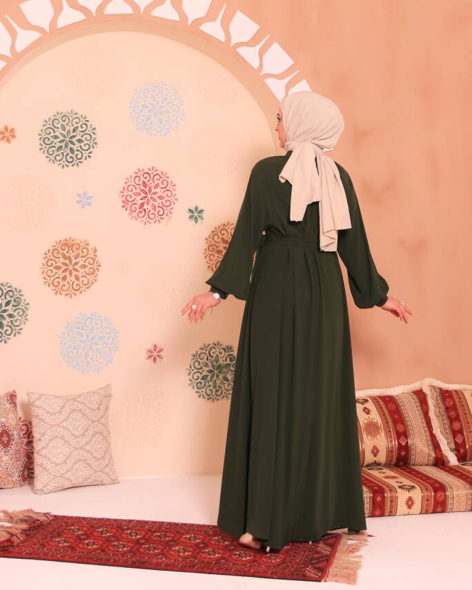 Patlı Elbise - Yeşil - 4