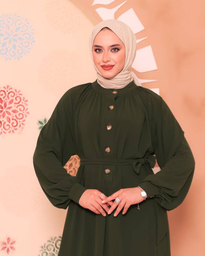 Patlı Elbise - Yeşil - 1