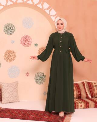 Patlı Elbise - Yeşil - 5