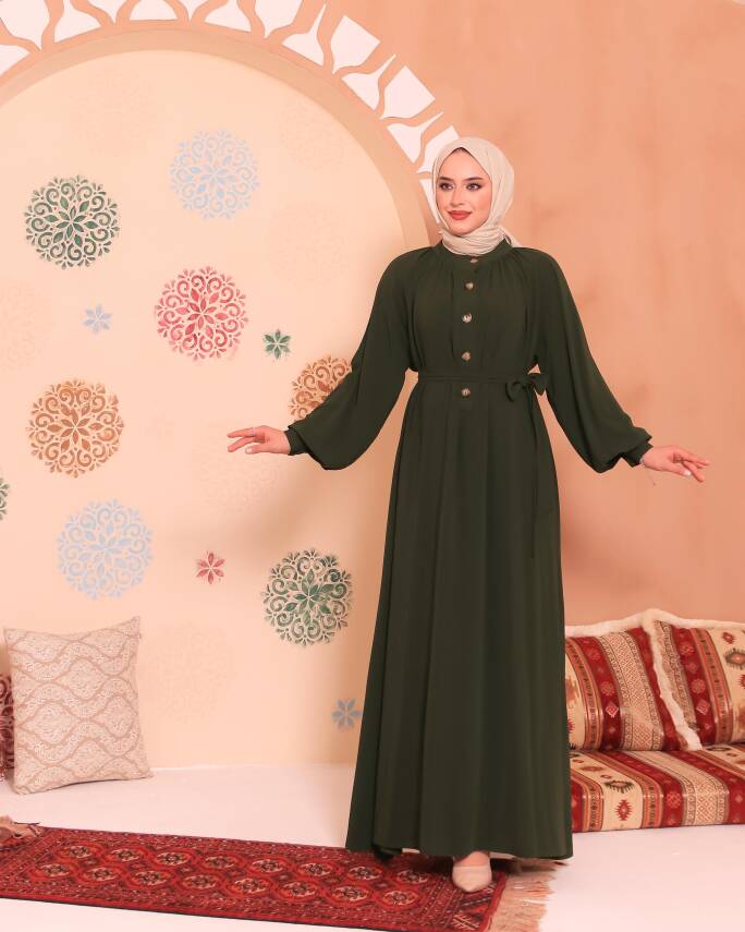 Patlı Elbise - Yeşil - 5