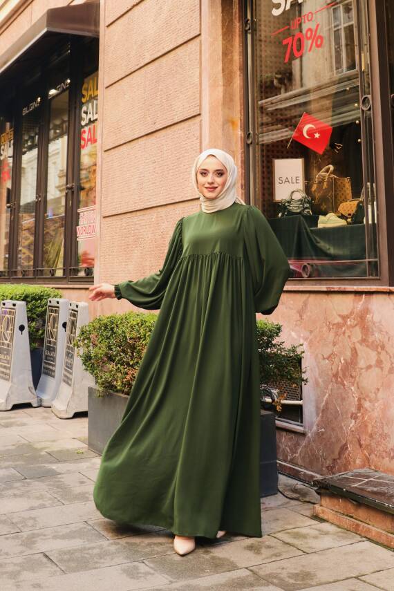 Ponçik Elbise - Yeşil - 3