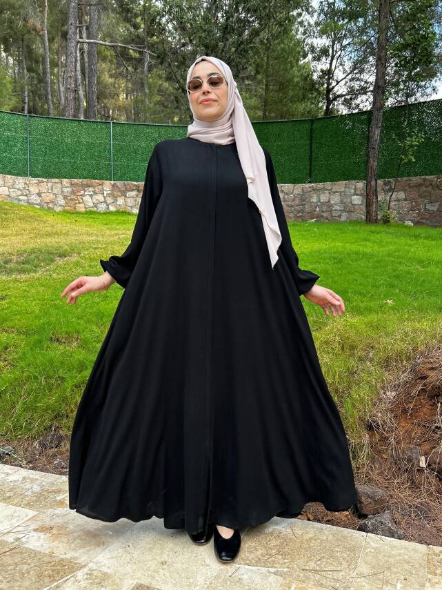 Tam Kloş Medine İpeği Mevlana Ferace - Siyah - 1