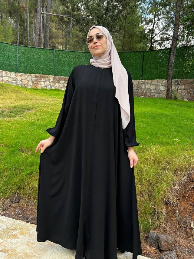 Tam Kloş Medine İpeği Mevlana Ferace - Siyah - 3