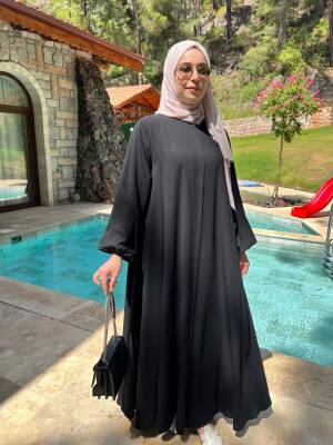 Tam Kloş Medine İpeği Mevlana Ferace - Siyah - 4