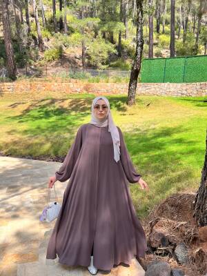 Tam Kloş Medine İpeği Mevlana Ferace - Sütlü Kahve - 5