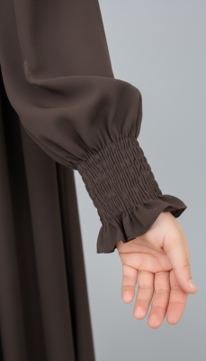 V Roba Büzgülü Ferace - Acı Kahve - 3