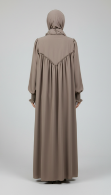 V Roba Büzgülü Ferace - Bej - 6