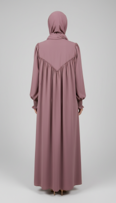 V Roba Büzgülü Ferace - Gül Kurusu - 7