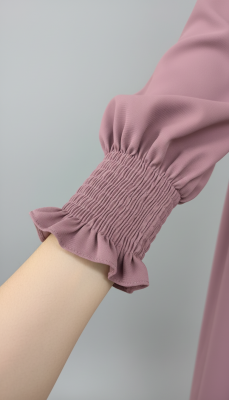 V Roba Büzgülü Ferace - Gül Kurusu - 4