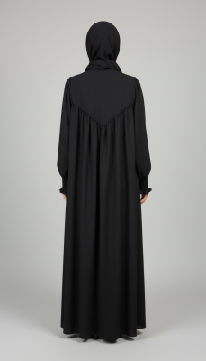 V Roba Büzgülü Ferace - Siyah - 3